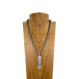 NKY251206-10             21'' Silver roundel Navajo pearl beads with silver metal feather pendent Necklace