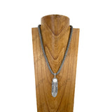 NKY251206-10             21'' Silver roundel Navajo pearl beads with silver metal feather pendent Necklace