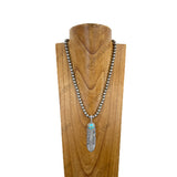 NKY251206-15              21'' Silver round metal beads with silver metal feather pendent Necklace