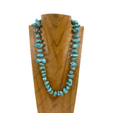NKY251221-20                          21'' Blue turquoise nuggets stone Necklace