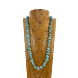 NKY251221-24                         34'' Blue turquoise nuggets stone Necklace
