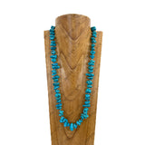 NKY251221-24                         34'' Blue turquoise nuggets stone Necklace