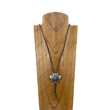 NKY251231-10                  Brown leather with silver metal cross Necklace