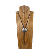 NKY251231-11                           Brown leather with silver metal Eagle adjustable Necklace