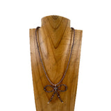 NKY251231-37               18'' 4mm Copper Navajo pearl beads with bow tie pendent Necklace