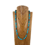 NKY251231-50                      27'' silver roundel Navajo pearl with blue turquoise stone beads Necklace