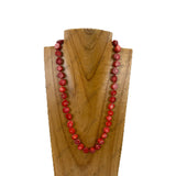 NKY251231-53                 20'' red roundel coral beads Necklace