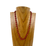 NKY251231-54                18'' red rice shape coral beads Necklace