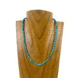 NKY251231-56                 16'' blue rice shape turquoise stone beads Necklace