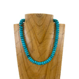 NKY251231-57                       15'' 10mm blue roundel turquoise stone beads Necklace