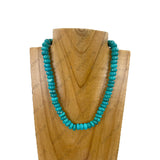 NKY251231-58                  15'' 10mm green roundel turquoise stone beads Necklace