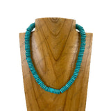 NKY251231-59                     16'' flat green roundel turquoise stone beads Necklace