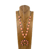 NKY251231-63                  32'' Silver metal chain with blue oval turquoise stone squash blossom pendent Necklace