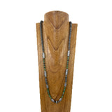 NKY251231-72                  40'' Silver Navajo pearl and totem pole with green roundel turquoise stone Necklace