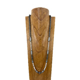 NKY251231-73                       40'' Silver Navajo pearl and totem pole with white roundel turquoise stone Necklace