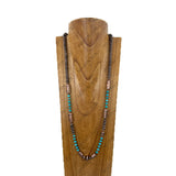 NKY251231-74                   40'' Copper Navajo pearl and totem pole with blue roundel turquoise stone Necklace