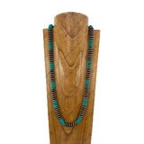 NKY251231-77                   34'' Copper roundel Navajo pearl with green turquoise stone beads Necklace