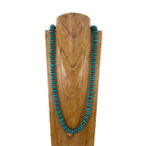 NKY251231-79                         36'' Silver roundel Navajo pearl with green turquoise stone beads Necklace