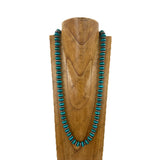 NKY251231-80                          36'' copper roundel Navajo pearl with green turquoise stone beads Necklace