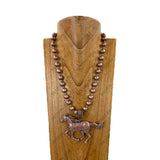 NKY260118-01                     22'' Silver metal ball chain with large metal horse pendent Necklace