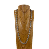 NKY260118-14                     34'' silver metal ball chain Necklace