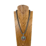 NKY260118-16                 24'' 10mm Silver roundel Navajo pearl beads with metal eagle pendent Necklace