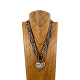 NKY260120-35             21'' Silk feeling scarf with western heart pendent Necklace