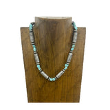NKY260122-01                   16'' Silver Navajo totem with blue turquoise stone beads Necklace