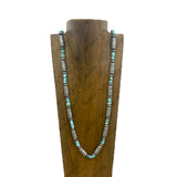 NKY260122-02                 32''  Silver Navajo totem with blue turquoise stone beads Necklace