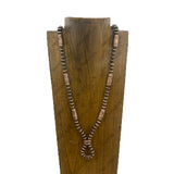 NKY260122-04                          30'' copper Navajo pearl and totem beads Necklace