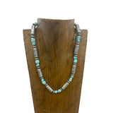 NKY260122-05                   21'' Silver Navajo totem with blue turquoise stone beads Necklace