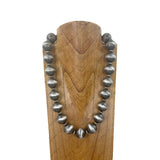 NKY260216-01                        26'' 25mm Silver Navajo pearl beads Necklace