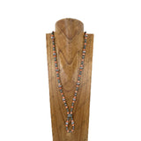 NKY260216-09                   40'' Silver Navajo pearl with orange roundel turquoise stone beads Necklace