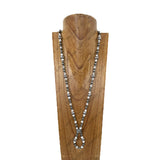 NKY260216-11       40'' Silver Navajo pearl with white roundel turquoise stone beads Necklace