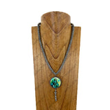NKY260307-08              21'' roundel silver Navajo pearl beads with circle western pendent Necklace