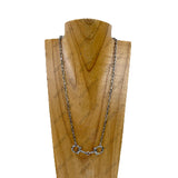 NKY260320-03-SILVER         21'' Silver metal chain with horse bite pendant Necklace