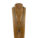 NKY260405-01                   34'' Silver metal ball chain with horse bite pendant Necklace