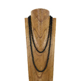 NKY260405-05                  56'' 8mm black glass pearl ball beads Necklace