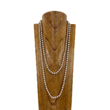 NKY260405-07                56'' 8mm golden glass pearl ball beads Necklace