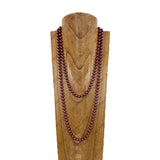 NKY260405-11                 56'' 8mm purple glass pearl ball beads Necklace