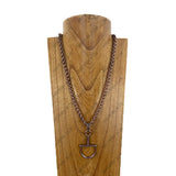 NKY260420-02-SILVER                    22'' Silver metal chain with horse bite pendant Necklace