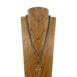 NKY260420-02-SILVER                    22'' Silver metal chain with horse bite pendant Necklace