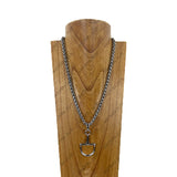 NKY260420-02-SILVER                    22'' Silver metal chain with horse bite pendant Necklace