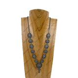 NKY260516-01             21'' Silver-tone metal chain with flower concho Necklace