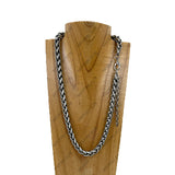 NKY260518-04           22'' 10mm silver metal chain Necklace