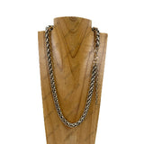 NKY260518-04           22'' 10mm silver metal chain Necklace