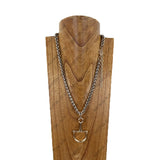 NKY260518-07            22'' Gold-tone metal chain with horse bite Necklace