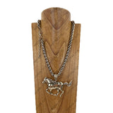 NKY260518-11            22'' gold -tone metal chain with horse pendent Necklace