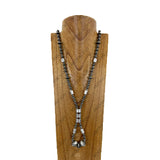 NKY260518-14            42'' Silver-tone Navajo pearl beads Necklace