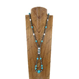 NKY260518-15           40'' Silver-tone Navajo pearl with blue turquoise ball stone beads Necklace